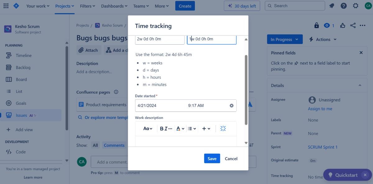 Configuring time tracking in Jira.