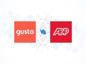 Versus graphic featuring logos of Gusto and ADP.